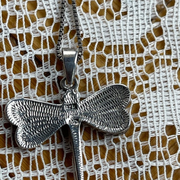 Abolone 925 dragonfly necklace, vintage - Picture 4 of 10